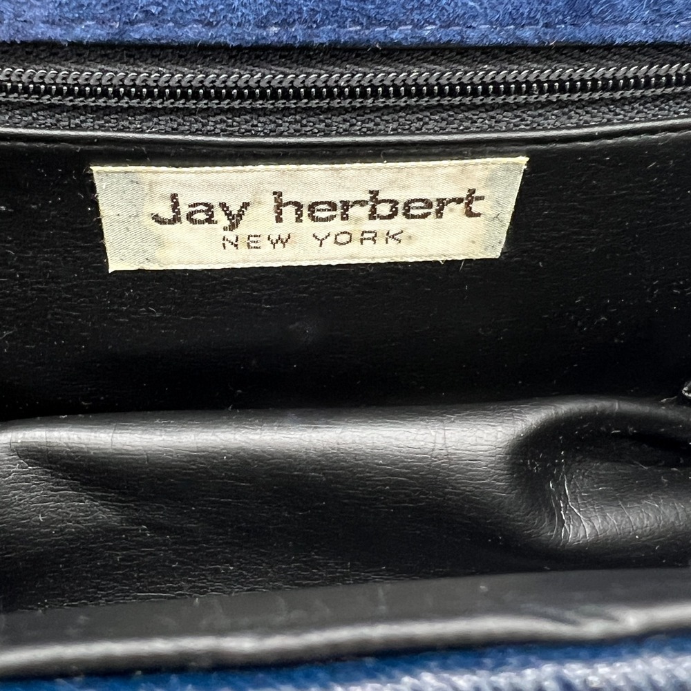 Vntg Jay Herbert New York Mini Crocodile Embossed Navy Leather Crossbody Clutch - Picture 8 of 11